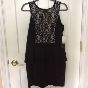 New Kensie Women's Peplum Dress Black Medium